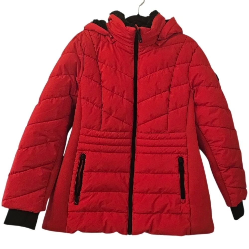 MICHAEL Michael Kors Red Quilted Hooded Puffer Coat